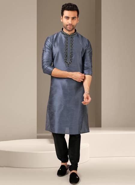 Dark Gray Colour New Designer Function Wear Kurta Pajama Mens Collection 1518